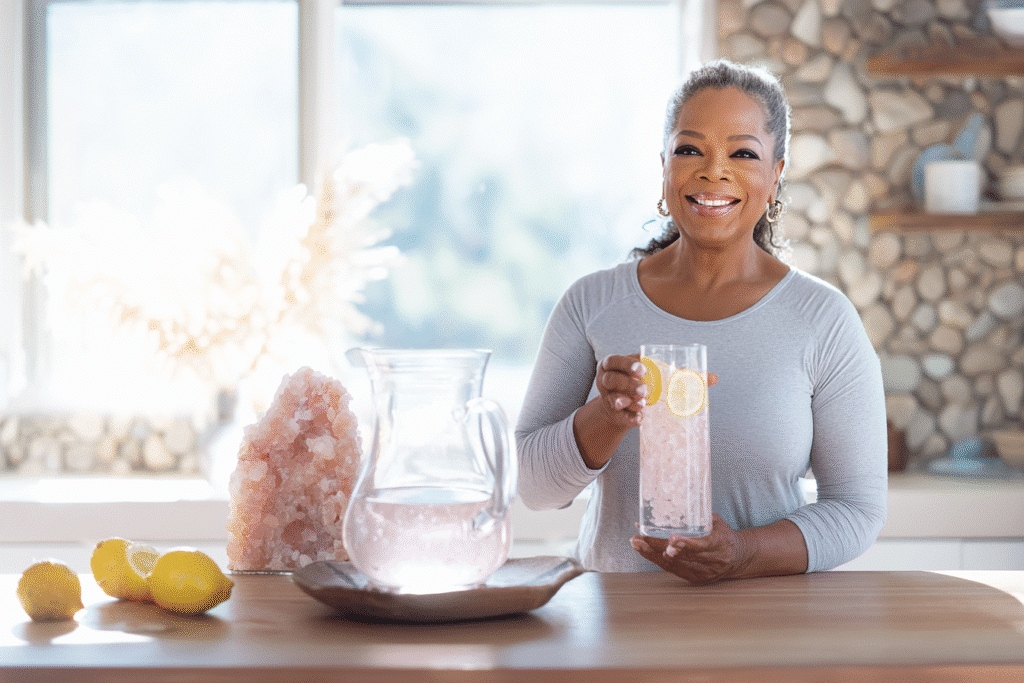 Oprah Pink Salt Recipe Drink with Lemon and Himalayan Salt