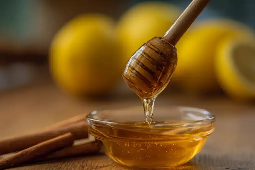 The Ultimate Honey Trick Recipe Guide for Energy, Memory, Detox & Weight Loss 3 Raw honey dripping from dipper into bowl for honey trick recipe