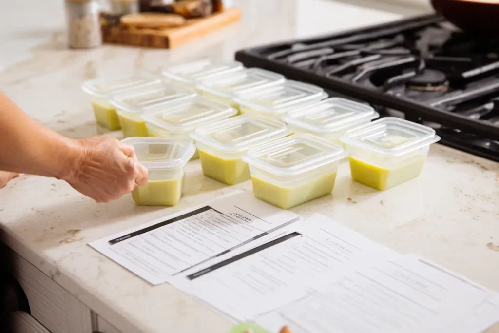 Bariatric Gelatin Recipe: Unique, Comforting Weight-Loss Treat 5 Bariatric gelatin recipe meal prep in single-portion containers on kitchen counter