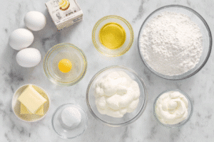 Why did my Cool Whip cookies turn out flat? Cool Whip cookie ingredients on marble countertop