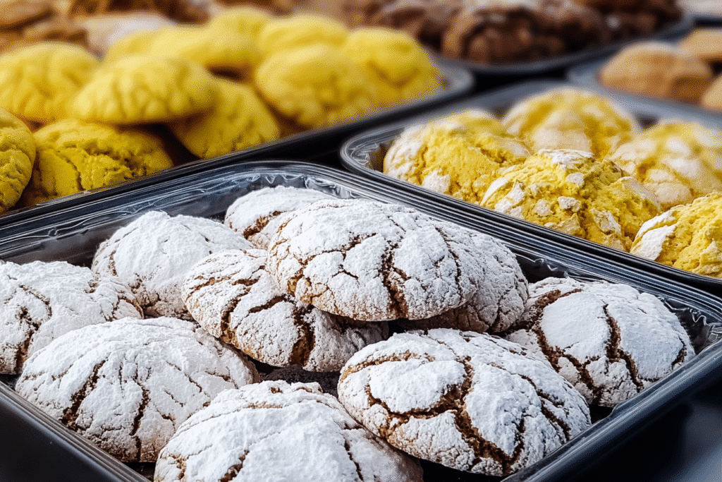 Fresh baked Cool Whip cookies on marble counter