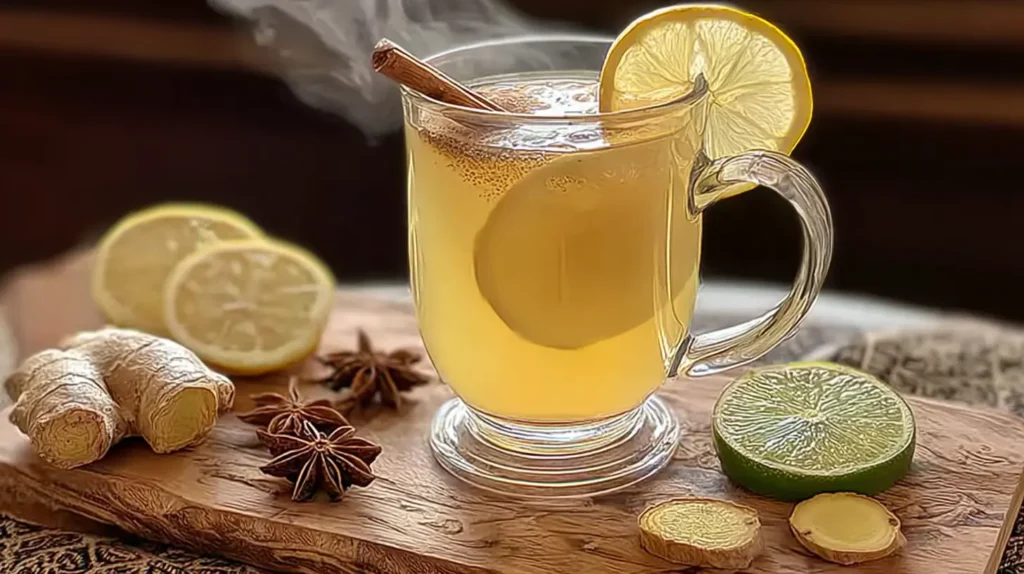 Honey Trick Recipe drink with lemon, ginger, and honey