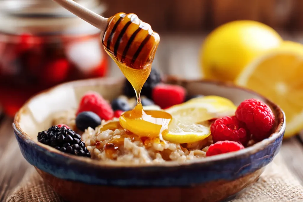 The Ultimate Honey Trick Recipe: Unlock Natural Brain Support 4 Serving Honey Trick Recipe on oatmeal with berries and lemon
